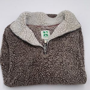 Green Tea Womens gray half zip sherpa pullover medium
